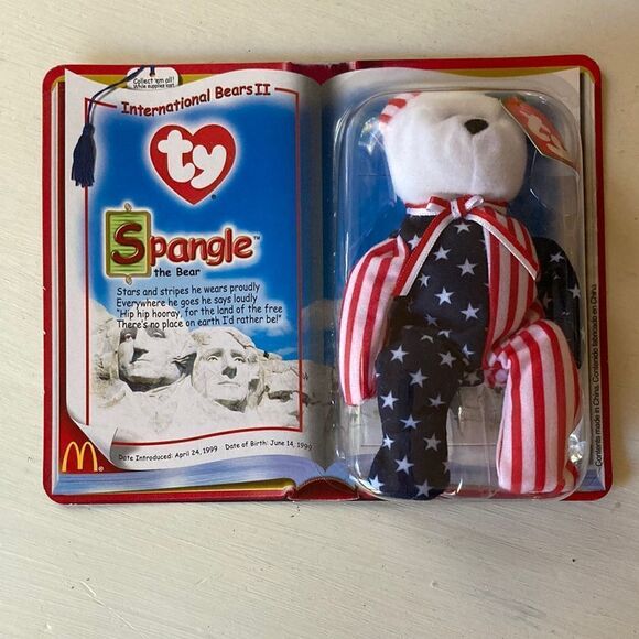 Vintage McDonald’s Ty Mini Beanie Baby Spangle the Bear Birthday June 14,1999 - Picture 1 of 8
